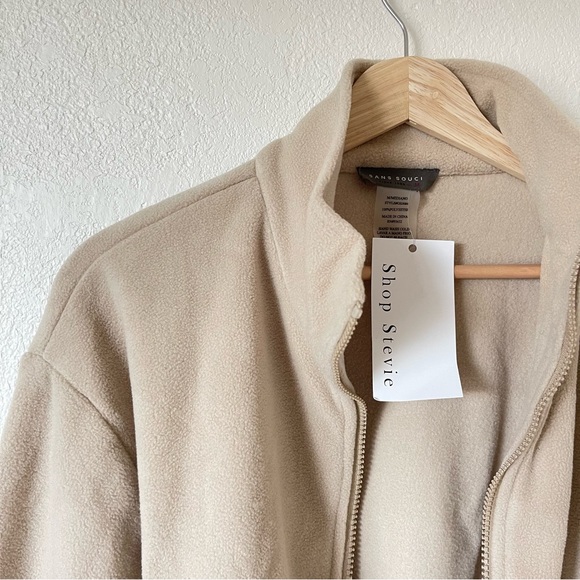 NWT Shop Stevie Fleece Zip Up Jacket in Beige - Picture 2 of 7